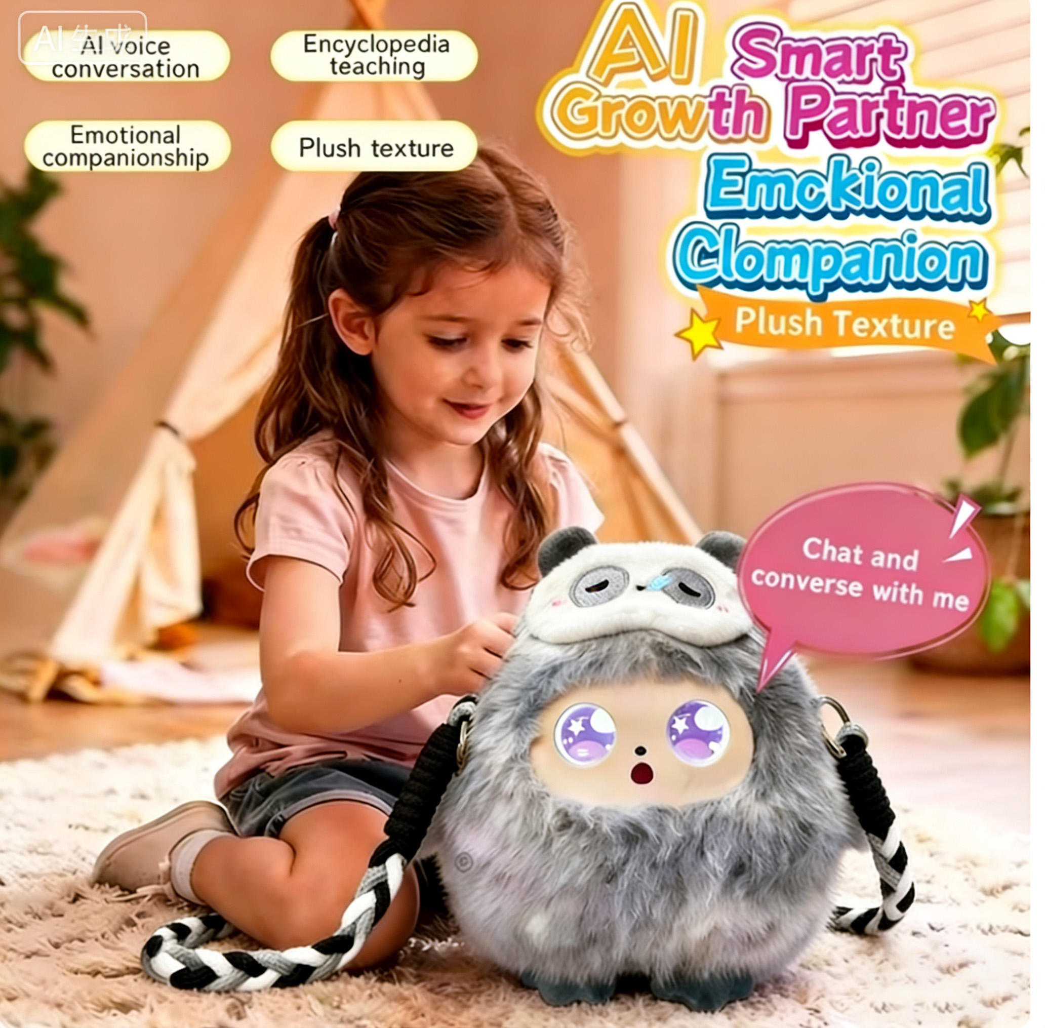 AI Companion Animal Plush Toy Super Soft PP Cotton Stuffed Doll Educational Custom Birthday Gift for Kids &amp; Maternity Baby