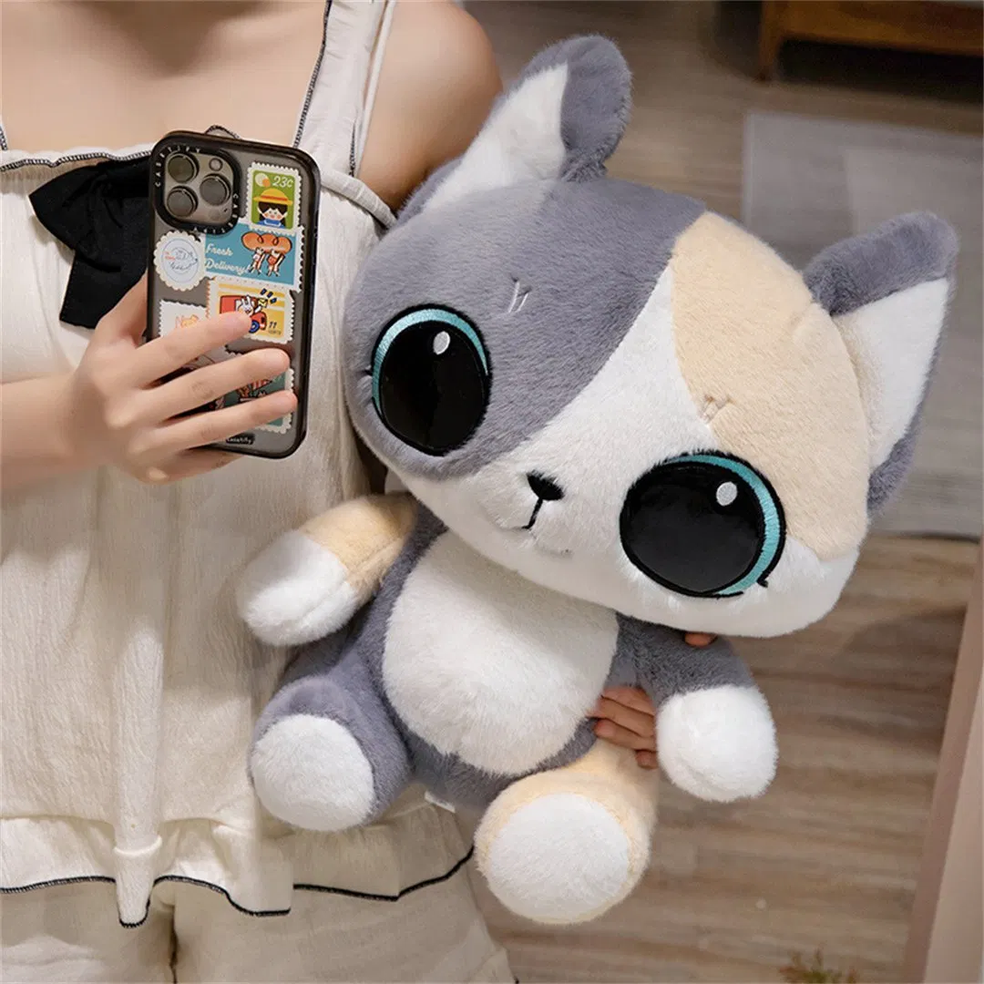 Fluffy Cat Plush Collectible Soft Big Eyes Cute Gift Mascot Toy