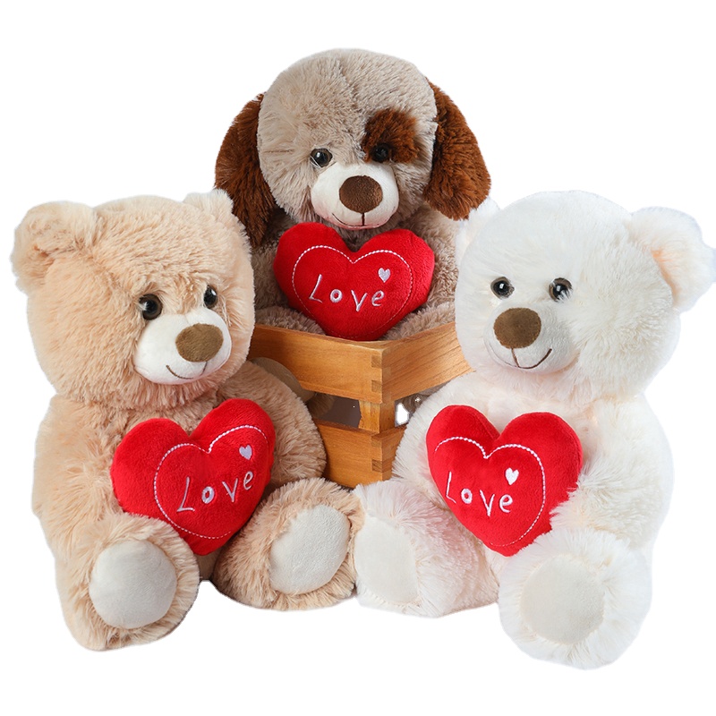 Christmas Teddy Bear New Stuffed Animal Toys Plush Stuffed Love Teddy Bear With Heart Cute Style Valentine's Day Gift