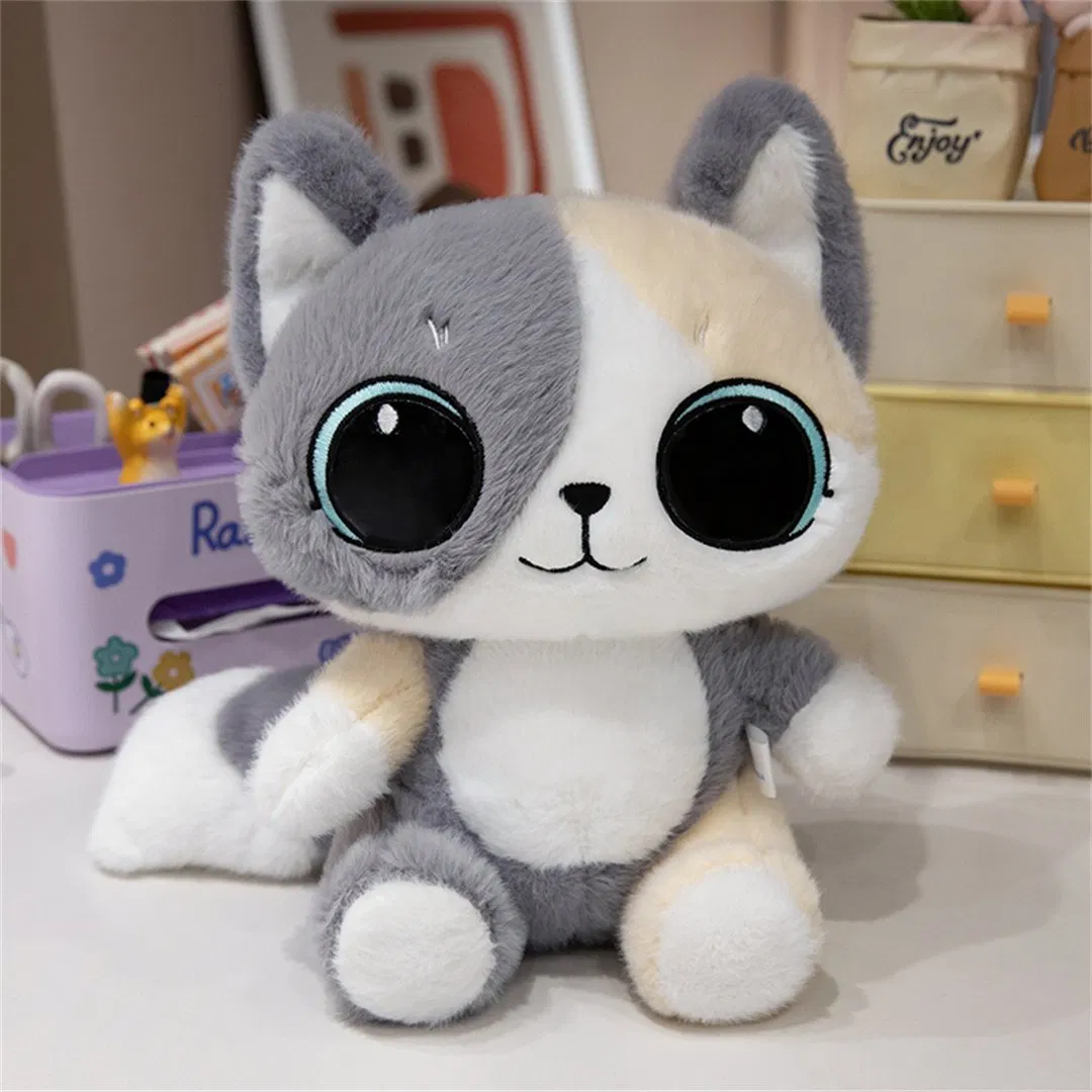 Fluffy Cat Plush Collectible Soft Big Eyes Cute Gift Mascot Toy