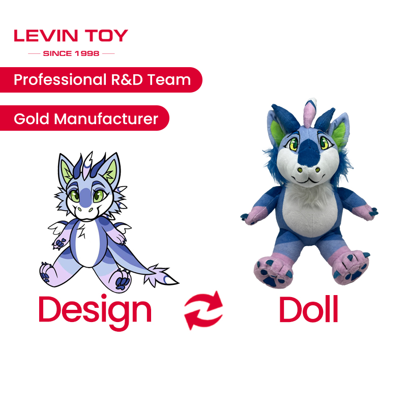 Creative Anime Character Wolf Design Customized Cute Soft Stuffed Werewolf Furry Suit Plush Animal Toys
