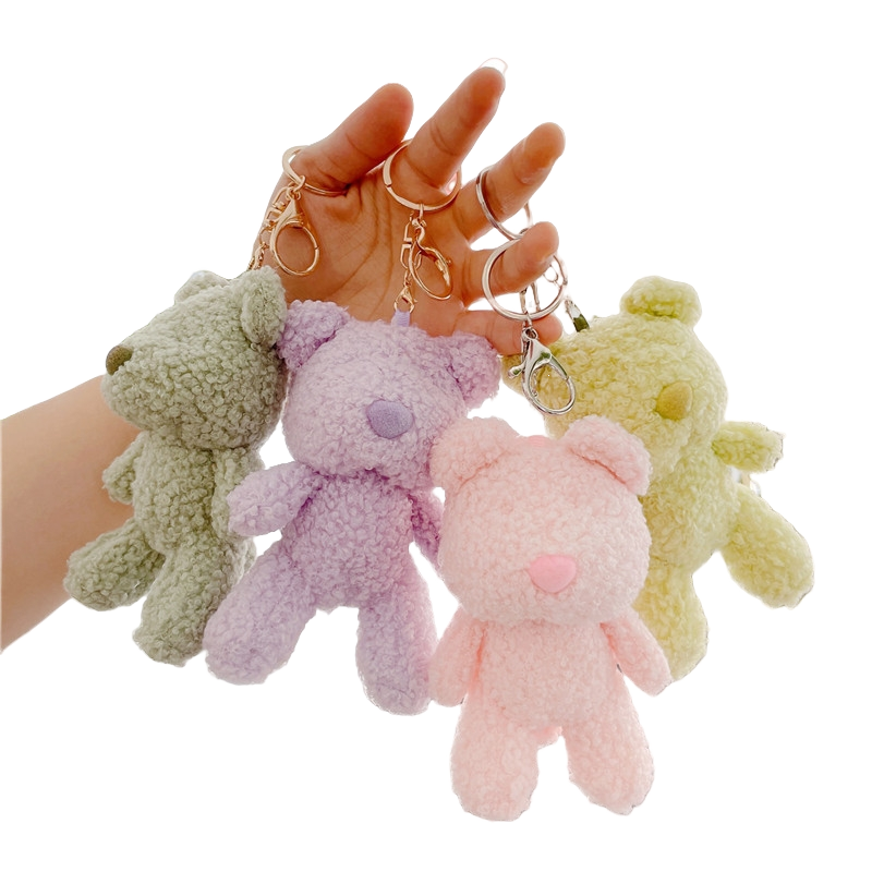 Plush Keychains Toys Wholesale Kawaii Teddy Bear Cute Soft Cartoon Anime Durable 3D Shape Women's Bag Pendant Accessories