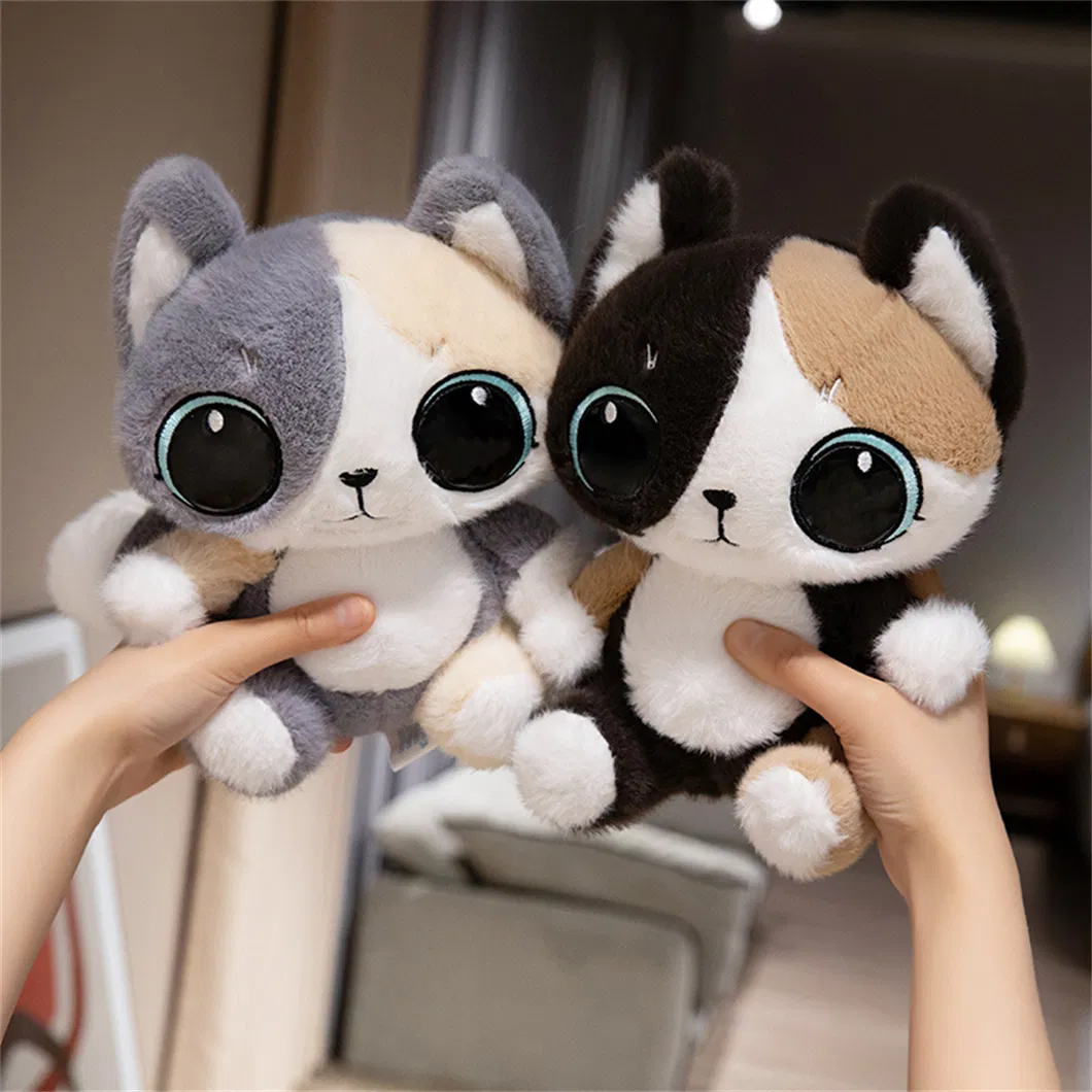 Fluffy Cat Plush Collectible Soft Big Eyes Cute Gift Mascot Toy