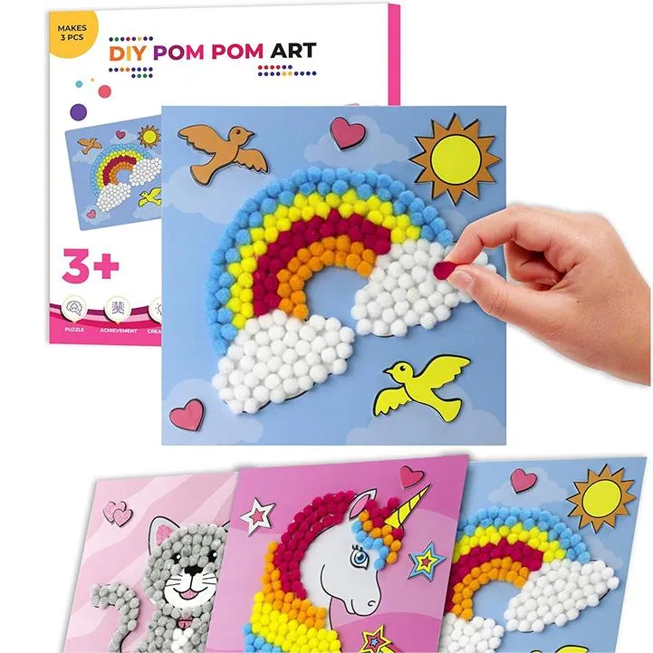 Children Plush Ball Paste Painting Kindergarten Handmade DIY Material Package Toys