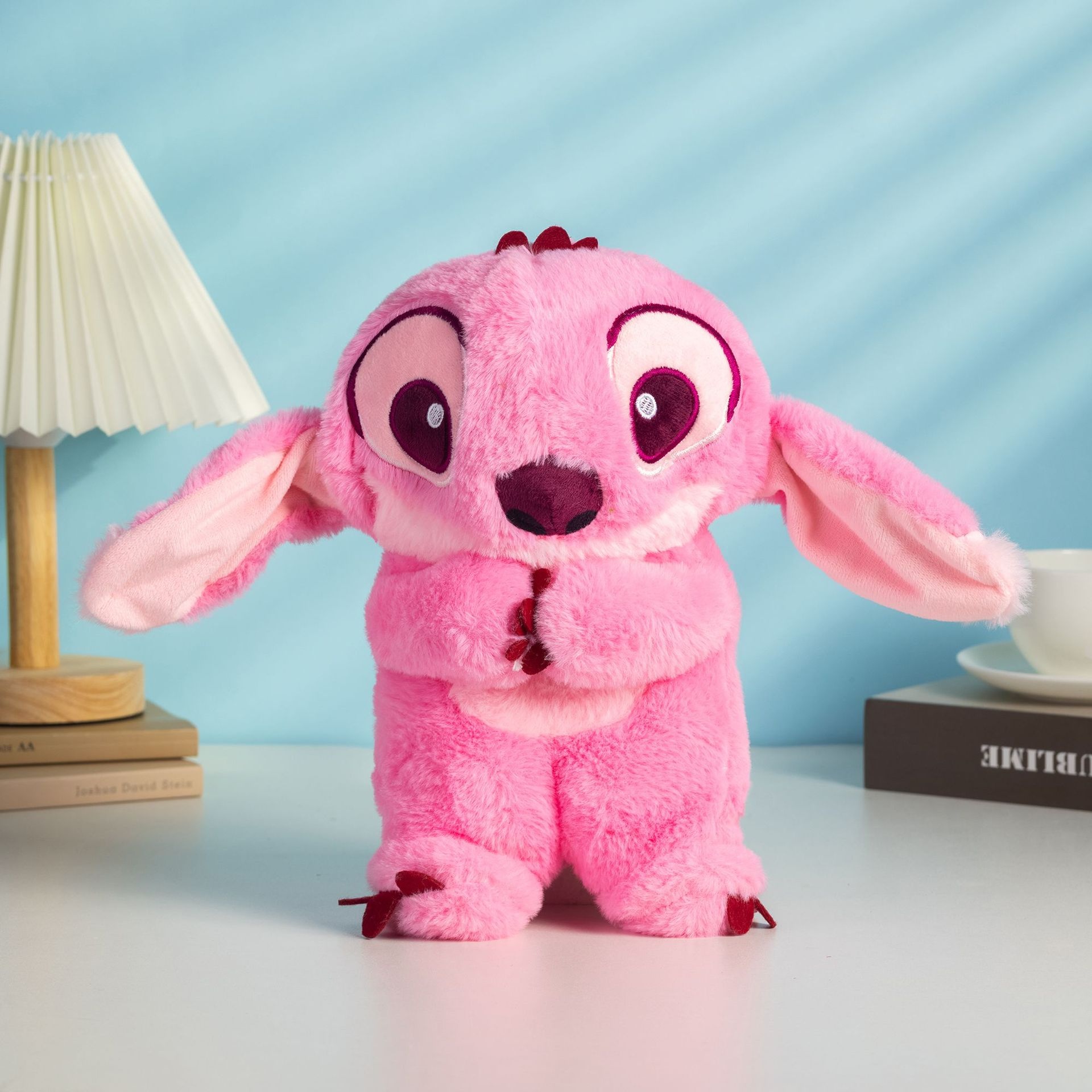Blue Big Ears Cartoon Plush Toy with Breathing Light Soft Stuffed Animal Soothing Doll for Baby Sleep Ready to Ship