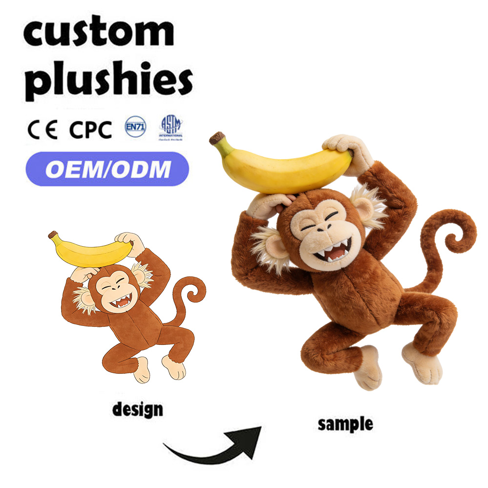 Customized Eco Friendly Super Soft Plush Toys with Cotton &amp; PP Cotton Filling in Fresh Colors Embroidered Designs
