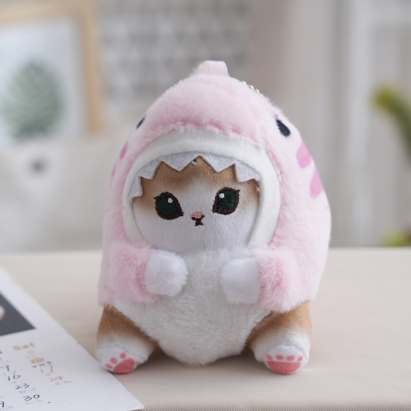 Peluches Plushy Fluffy Mini Plush Toy Kitten cat Shark Kawaii cat Keychain Plushie Stuffed Animals Plush Small Cats Bag Charm