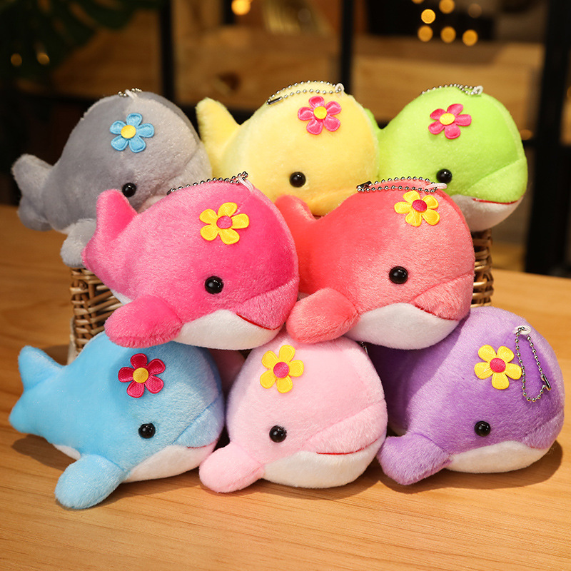 Factory Price Custom 12cm Cute Whale Plush Stuffed Animal Toys Mini Dolphin Plush Peluche Doll Keychain Dolphin Pendant
