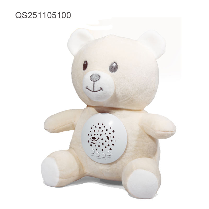 QS New Desiqn Kids Educational Sleep Stuffed Toys Cartoon Colorful Electric Soft Plush Animal Doll Set Toys with Music Light