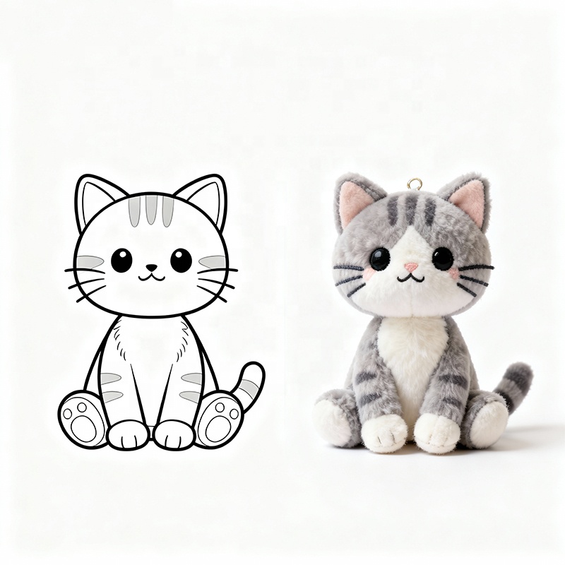 New Design AI Smart Interactive Embroidered Soft PP Cotton Plush Cat Toys