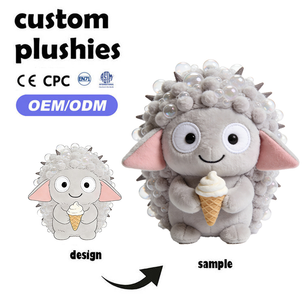 Customized Eco Friendly Super Soft Plush Toys with Cotton &amp; PP Cotton Filling in Fresh Colors Embroidered Designs