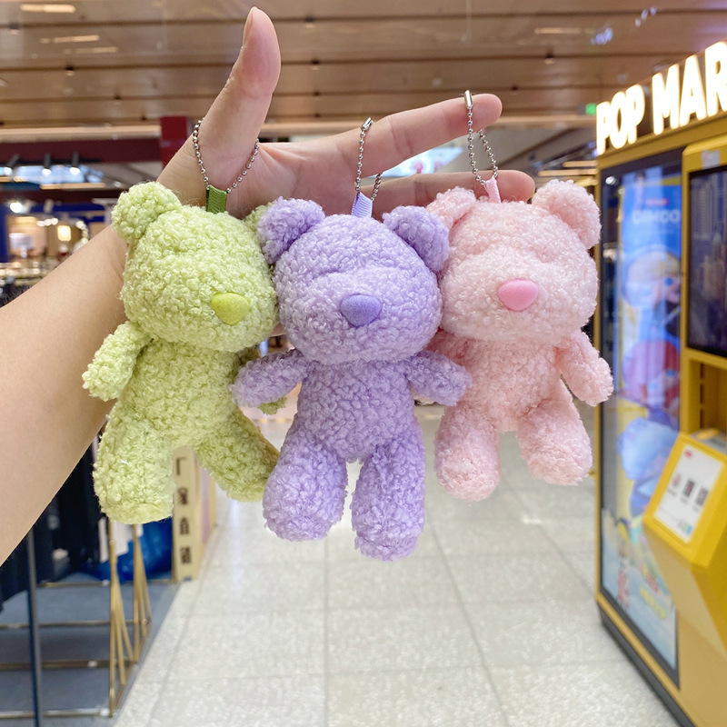 Plush Keychains Toys Wholesale Kawaii Teddy Bear Cute Soft Cartoon Anime Durable 3D Shape Women's Bag Pendant Accessories