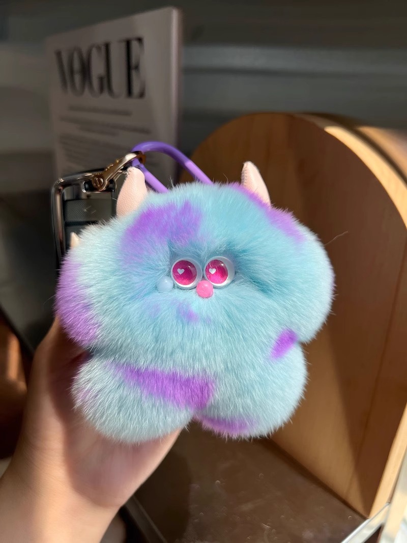 New Arrival Soft Stuffed Plush 3D Keychain Mini Animal Toys Cute Cartoon Fur Little Monster Bag Pedant for Girls