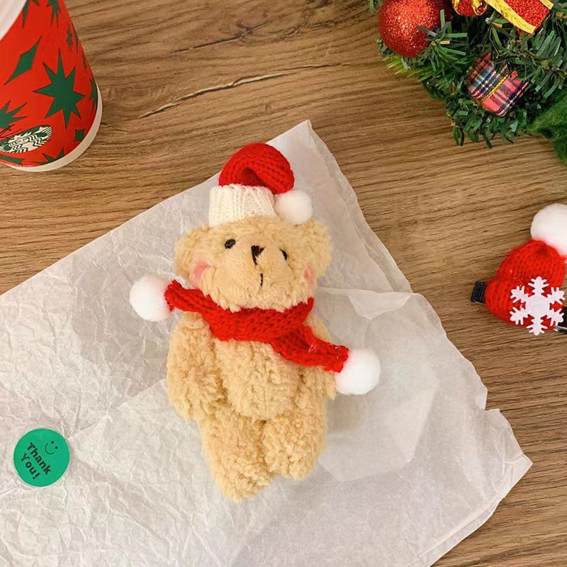 Wholesale Kawaii Soft Custom Plush Teddy Bear Keychain Toys Christmas Ornament Gifts for Baby Stressed Relief Embroidered Design