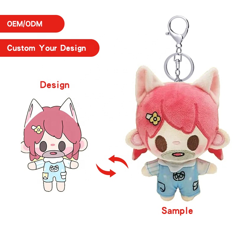Low MOQ Custom Made Small Kpop Plush Doll Keychains Toy Custom Plush Keychain
