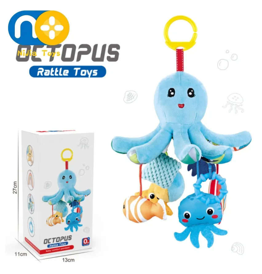New Baby Toys High Quality Finger Training Soft Plush Stuffed Rattles Trending Octopus Appearance Lathe Hanging Toys Filled PP Cotton Educational Toys Details