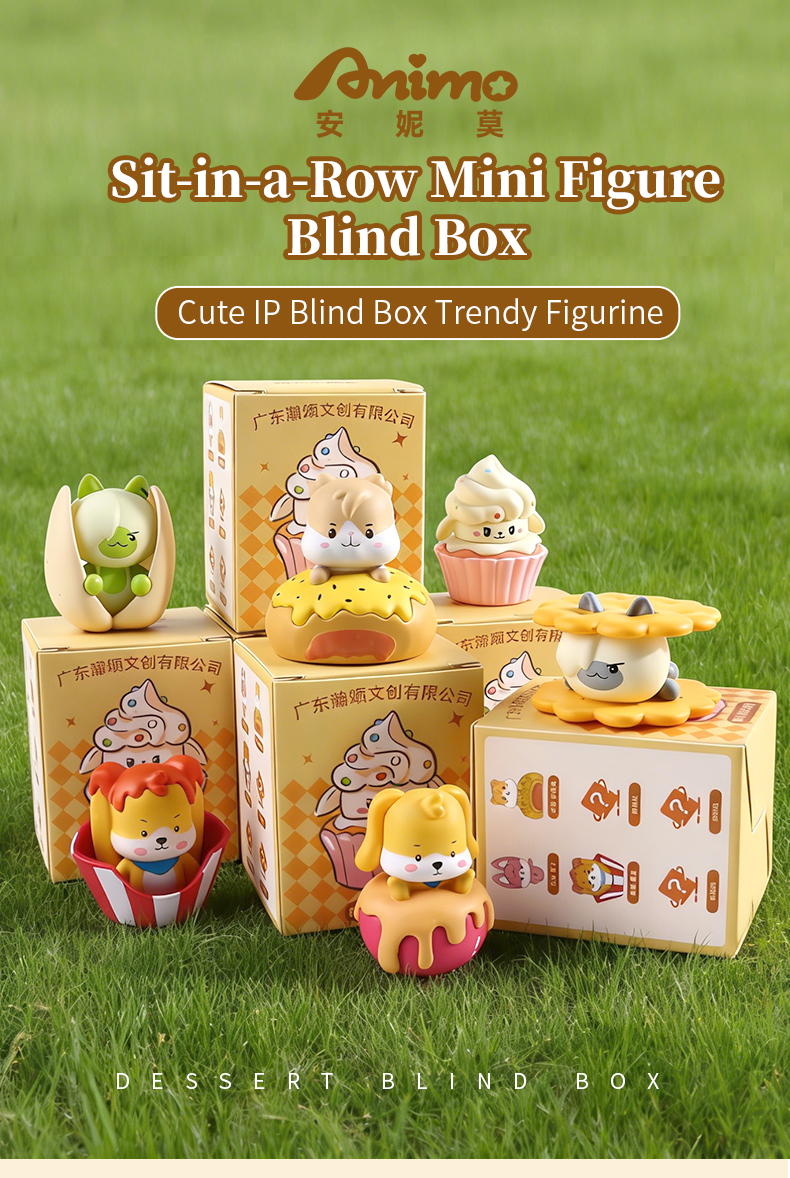 Cute Beans Sitting in a Row - Mini Hamster Plush Blind Box IP Trendy Toy Blind Bag Resin Small Ornaments