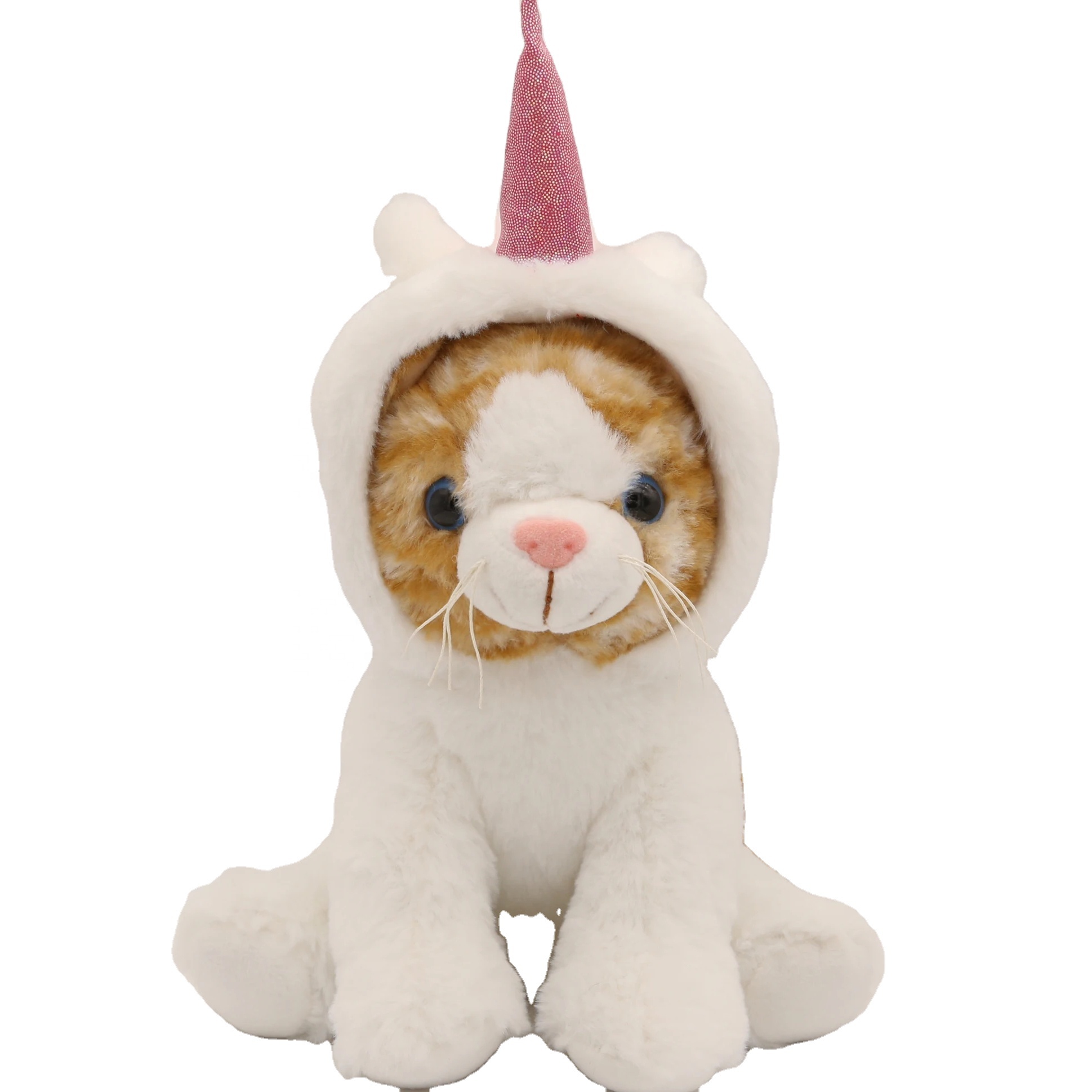 Kawaii Style New Soft Companions Cat with Unicorn Hat Plush Stuffed Animal Doll Adorable Kids Holiday Gifts