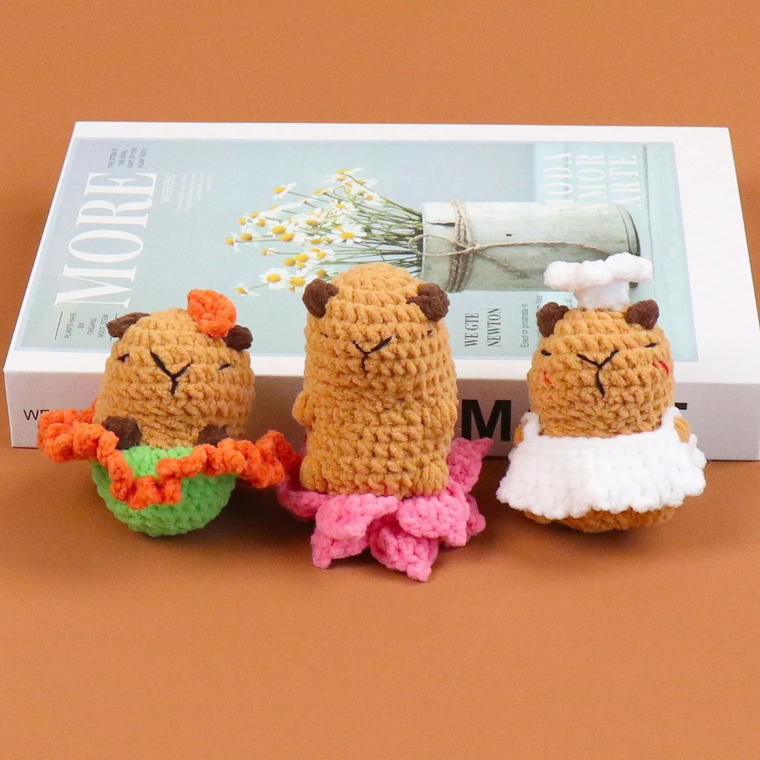Finished Handmade Crochet Yarn Plush Toy Hooking Pendant - Capybara (water pig) Handmade Crochet Plush Toy for Cross-Border Sales