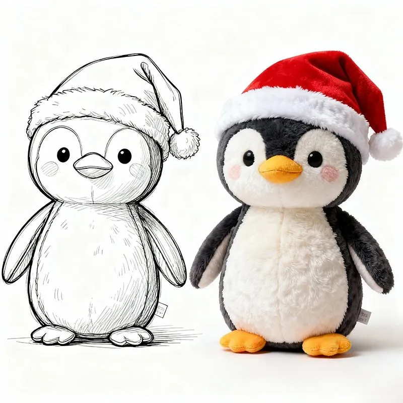 Wholesale Christmas-Themed Cotton Plush Toys Handmade Customizable Little Penguin Stuffed Big Head Toy Customizable Color Size