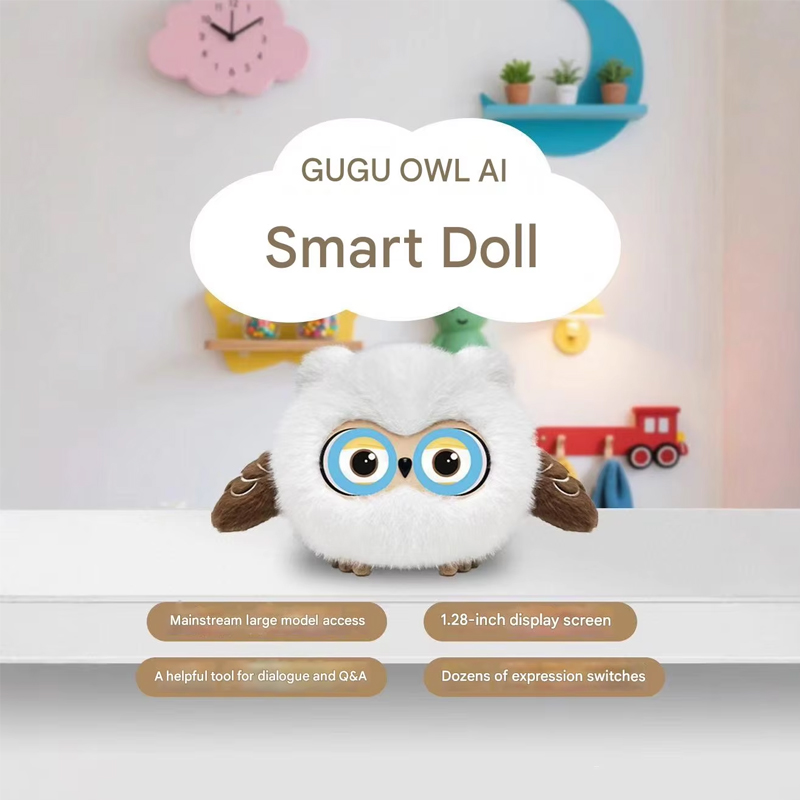 AI Smart Super Soft PP Cotton Plush Toys ChatGPT Owl Double-eye Emotion WIFI Interactive Companion Doll USB Charging Birthday
