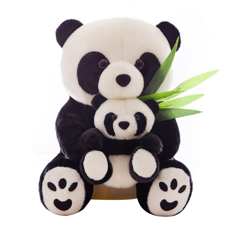 Giant Panda Doll Simulation Mother and Child Panda Plush Toy Doll Logo Custom