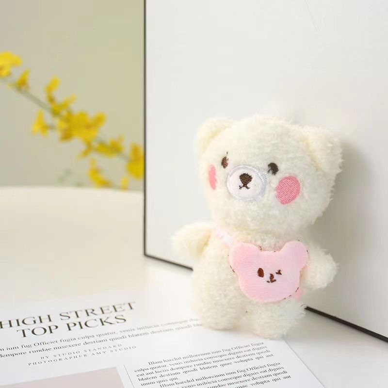 Promotion 12cm Lovely Mini Teddy Bear Fur Soft Plush Fluffy Keychain Toys Kawaii Stuffed Animal Toy Bag Charm Pendant