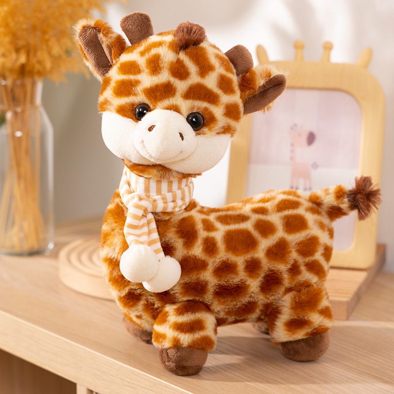 New Hot Sale 30CM Cute Giraffe Plush Doll with Scarf Super Soft Stuffed Animal Toy for Kids Birthday Gift