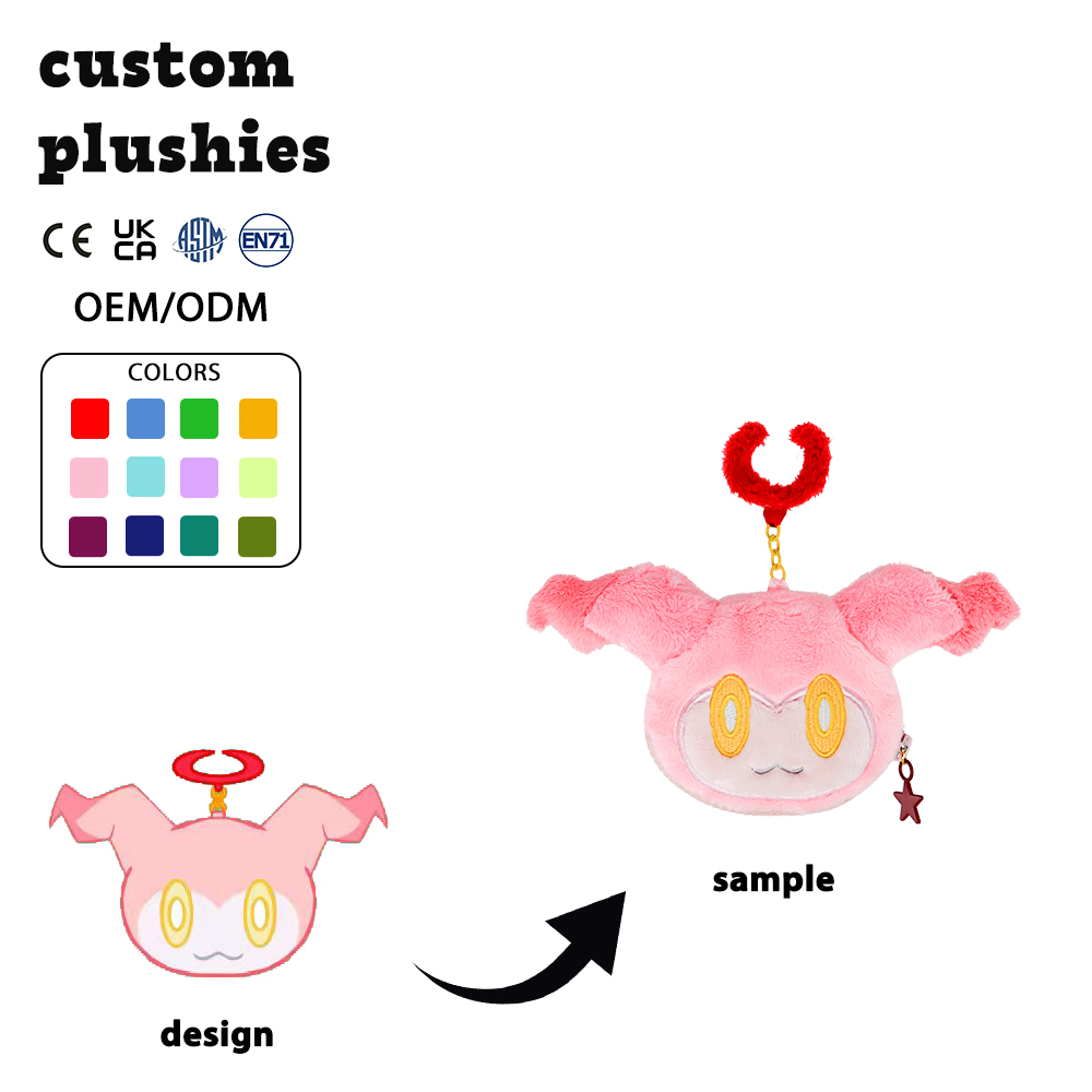 Personal Custom Plushie Keychain with Zipper and Pocket Custom Soft Toys for Hanging Style Keychain Custom Size Plush Keychains