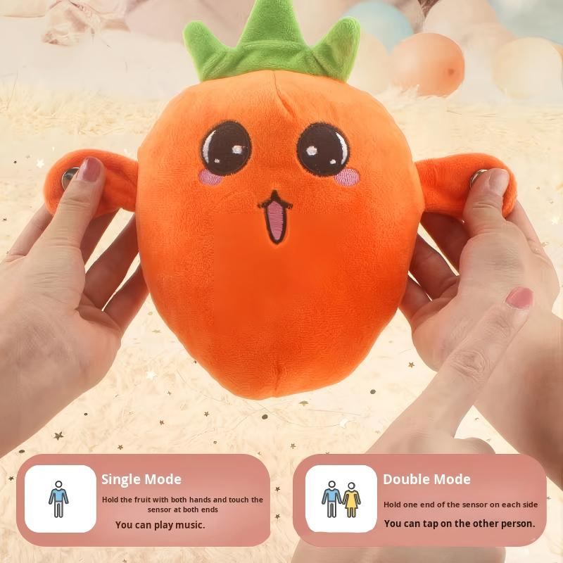 Educational Musical Body Inductive Beat Music Strawberry Plush Toy for Ages