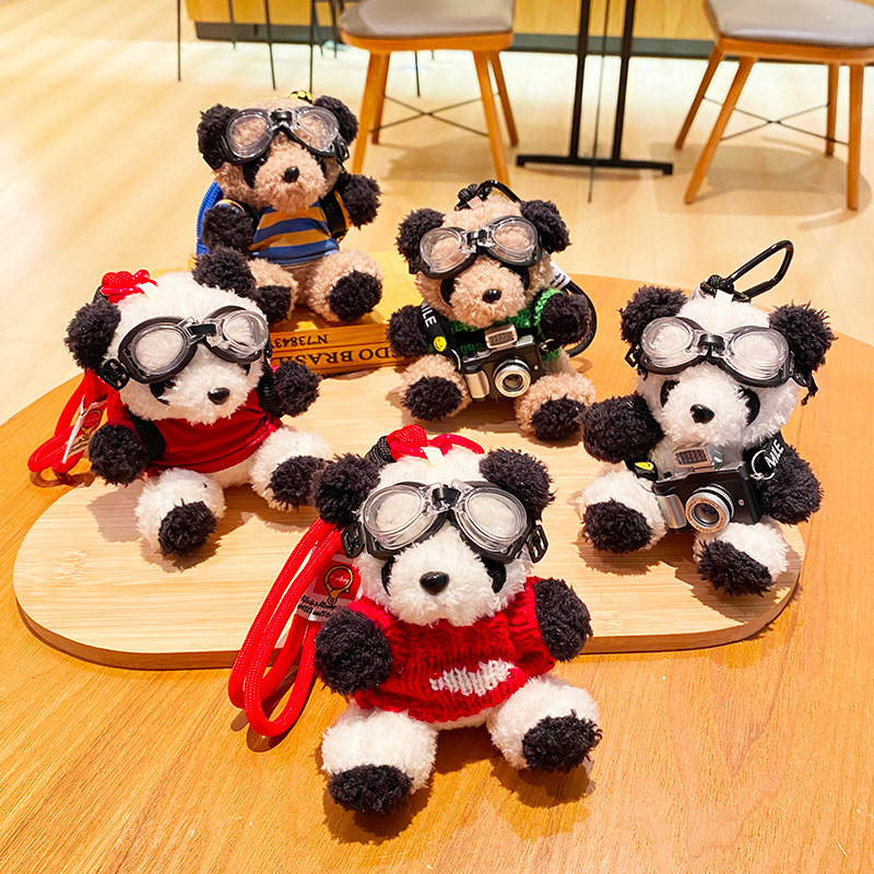 Cute Keychain Cartoon Bear Pendant Soft Plush Toy Material for Student Backpack Decoration Small Gifts Wholesale Merchandise