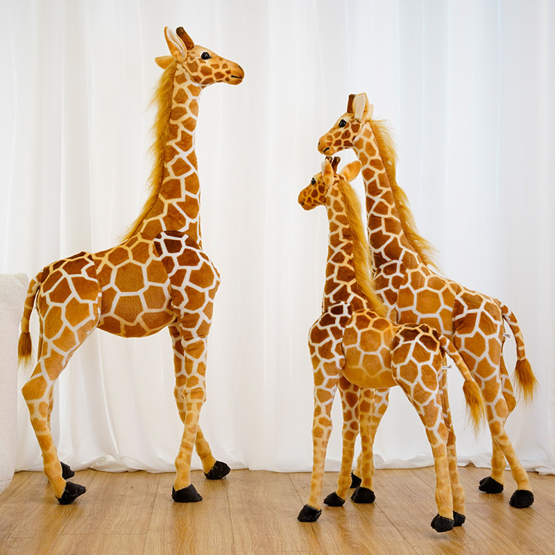 Cross-Border Simulation Giraffe Doll Zoo Mascot Plush Toy Fawn Bear Type PP Cotton Filling Stress Relief Function Wholesale