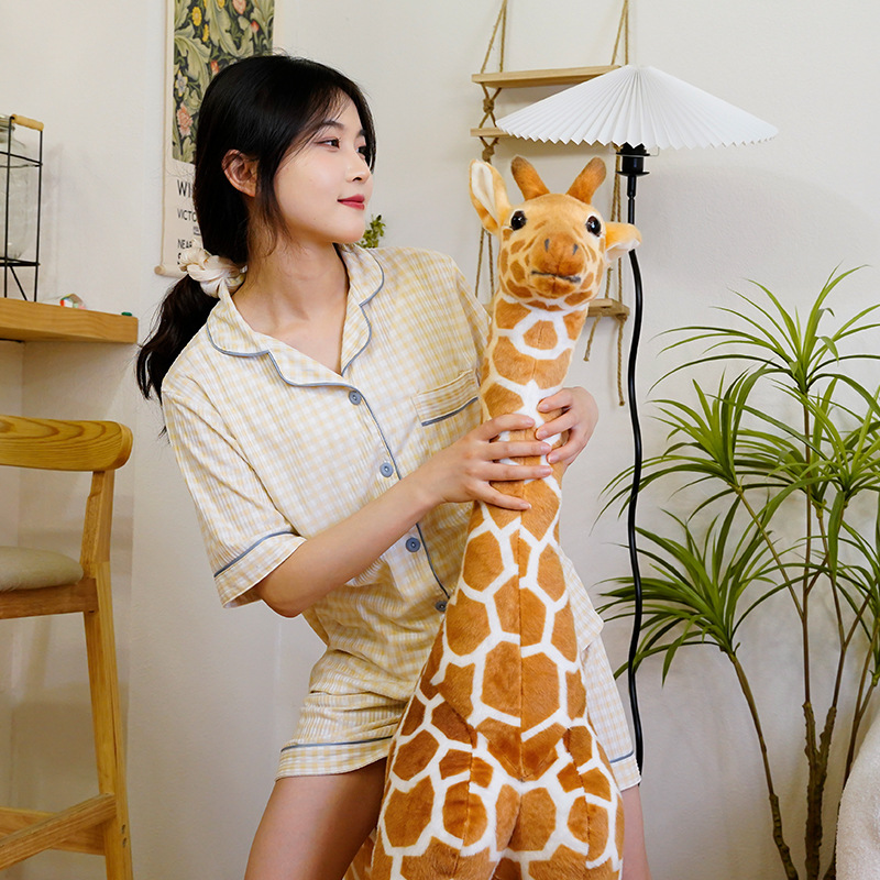 Cross-Border Simulation Giraffe Doll Zoo Mascot Plush Toy Fawn Bear Type PP Cotton Filling Stress Relief Function Wholesale