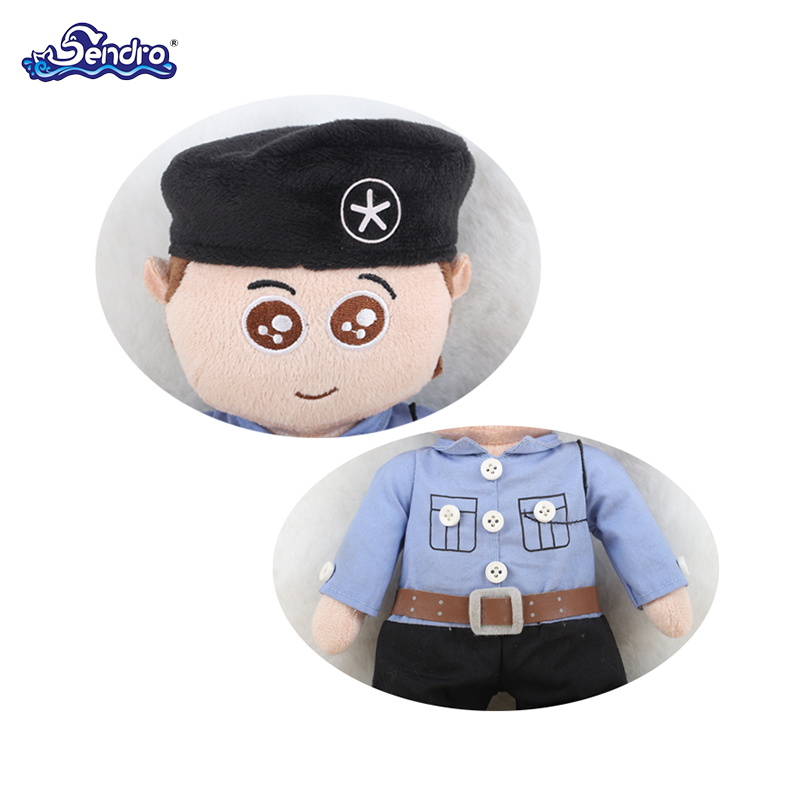 Customized 100% Polyester Plush Character Policeman Plush Doll Toys for Kids