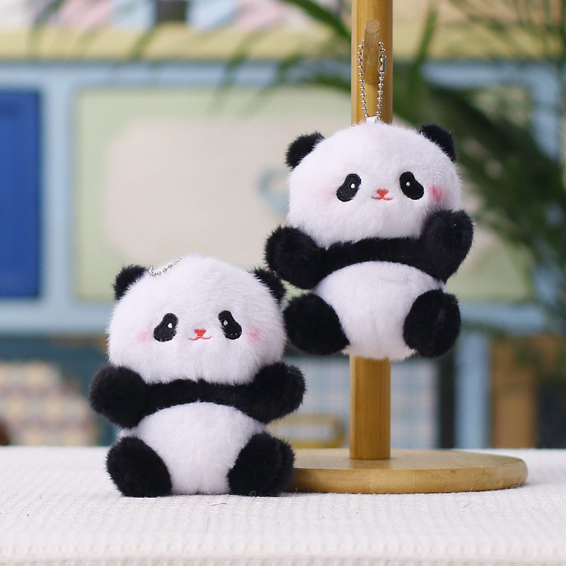Wholesale Cute Panda Plush Keychain with Rosy Cheeks Soft Stuffed Animal Bag Charm Backpack Pendant Keyring Mini Toy Kid Gift
