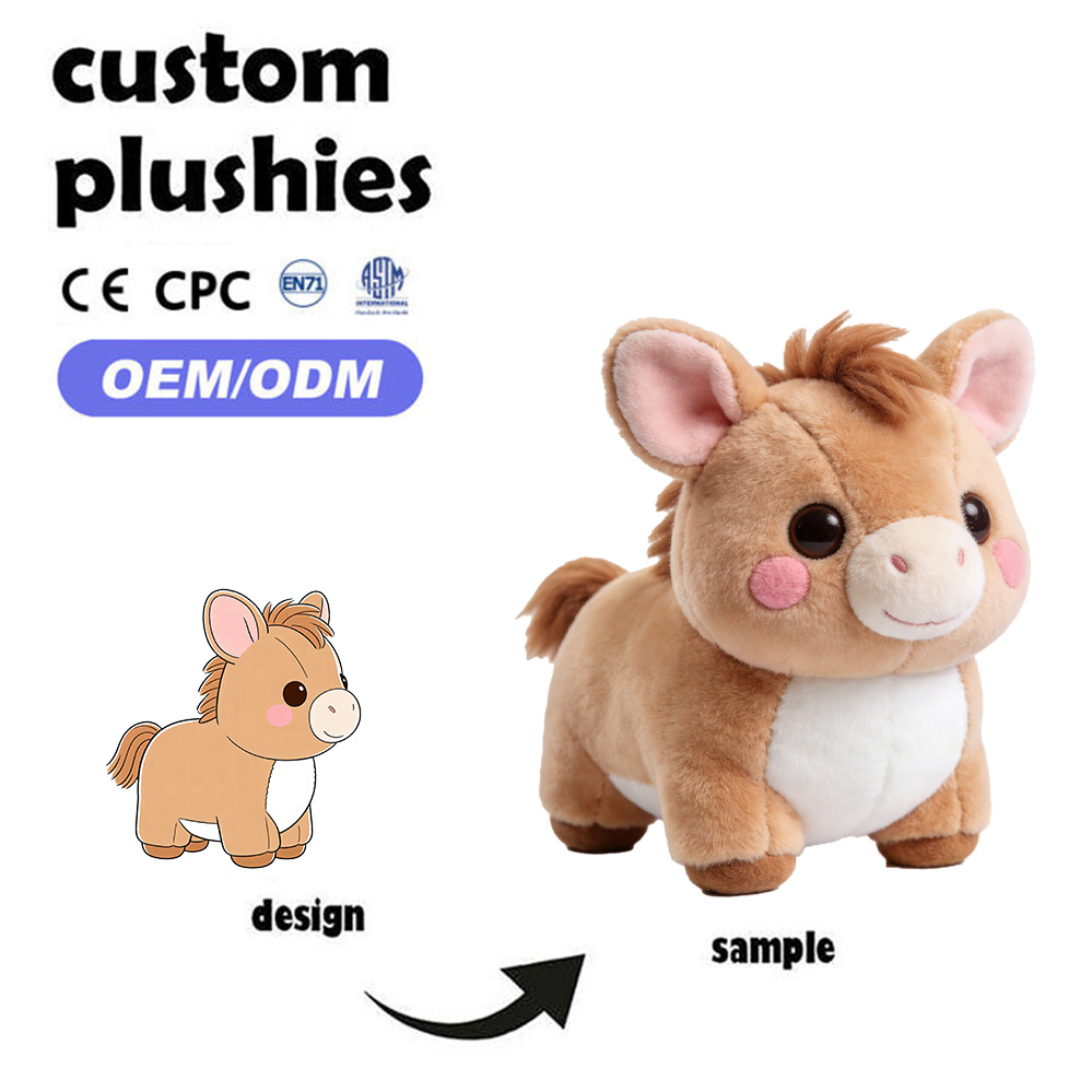 Customized Eco Friendly Super Soft Plush Toys with Cotton &amp; PP Cotton Filling in Fresh Colors Embroidered Designs