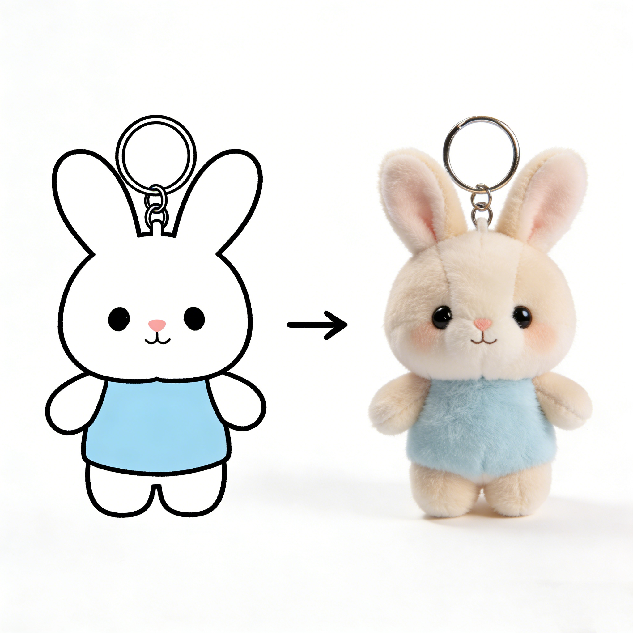 Factory Direct Custom Cotton Plush Bunny Keychain Doll Transform Your Cartoon Design High Quality Stuffed Mini Stress Relief