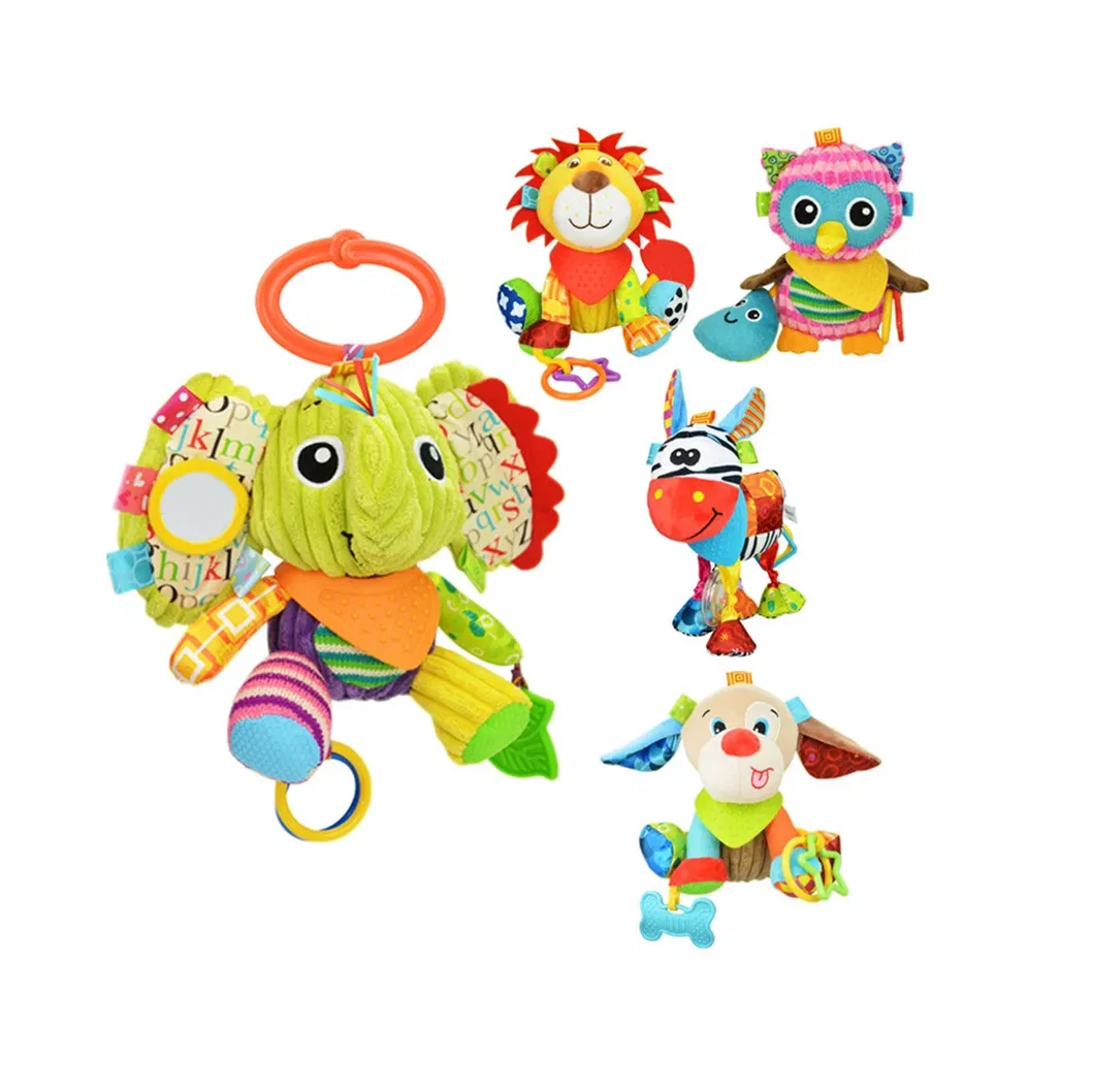 Baby Toys Hanging Ring Bell Teether Plush Animals Educational Toys for Children