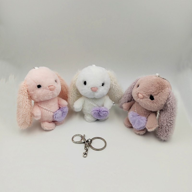 4 Inch Cute Simulation Soft Cartoon Plush Rabbit Bunny Teddy Bear Dog Sheep Keychain Toy