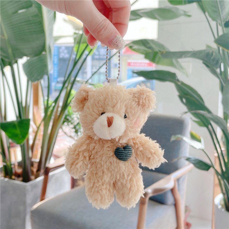 Cute Baby Bear Teddy Plush Doll Keychain Soft Blush Pendant with Bag Accessories