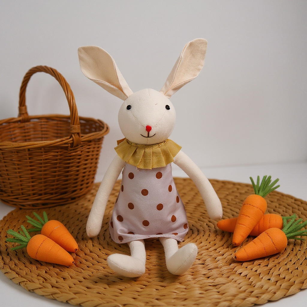 CPC Cute Long-Eared Rabbit Doll PP Cotton Eco-friendly Soft Plush Toy Babies Appeasing Sleeping Stuffed Animal Birthday Gift
