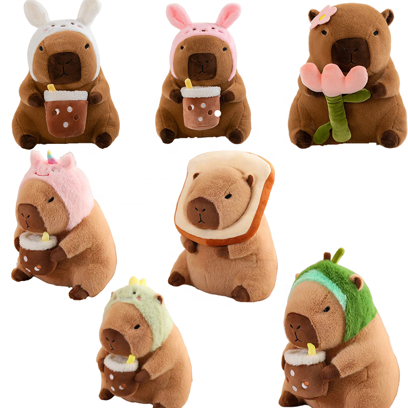 IN STOCK Kawaii Cute Soft Peluches Plushie Animal Capibara Toy Boba Bubble Tea Capybara Stuffed Plush Toys