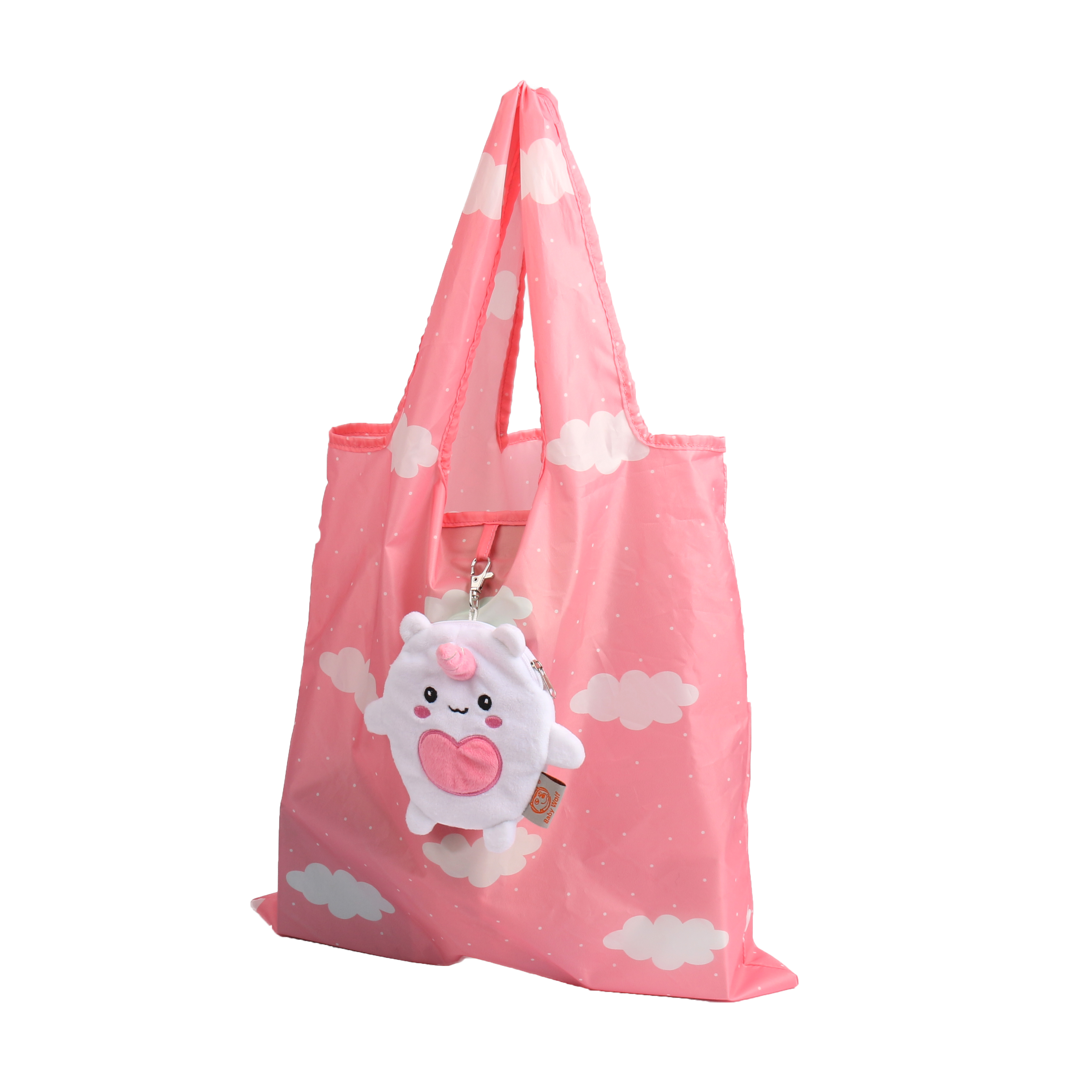 New Design 2-in-1 ECO Friendly Rpet Shopping Bag Unicorn Plush Toys Foldable Waterproof Reusable