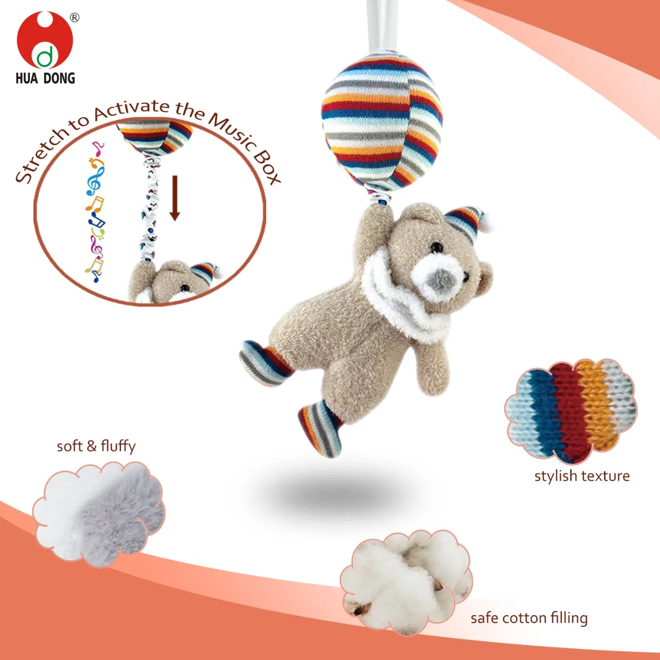 Explosive New Products Gift Toy Stretch Music Plush Toy Soft Material Animal Shape Educational Toys with Music soothing Melodies Music Box Accompanied Toy