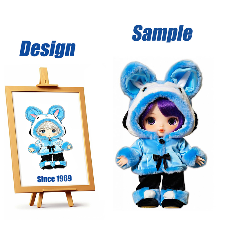 Shengye Customized Plush Toy Factory Lovely Cartoon Embroidery Purple Girl Plush Action Figure Toy With Clothes Eyeglasses Shoes