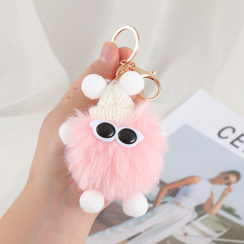 Elf Plush Keychain Toy Soft Rabbit Fur Plush Ball Keychain Plush Doll Car Bag Pendant Cute Anime Plush Pomball Keychain