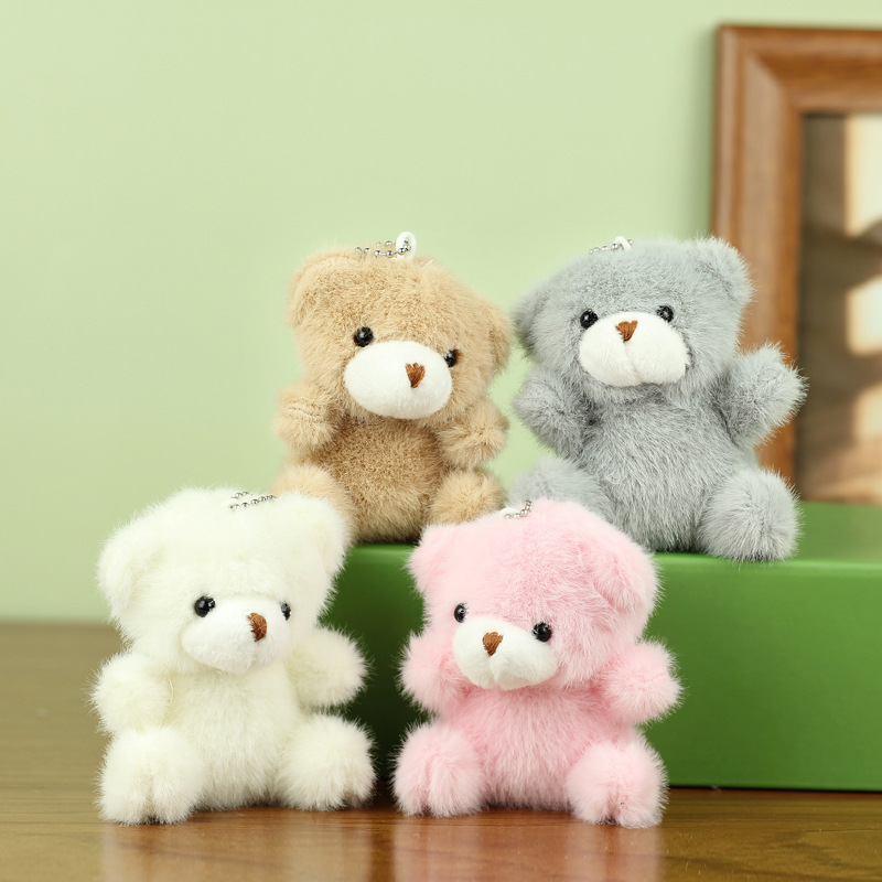 Wholesale Cute Bunny Keychains Custom Design Fluffy Rabbit Plush Toys Stuffed Animal Teddy Bear PP Cotton Promotion Gift