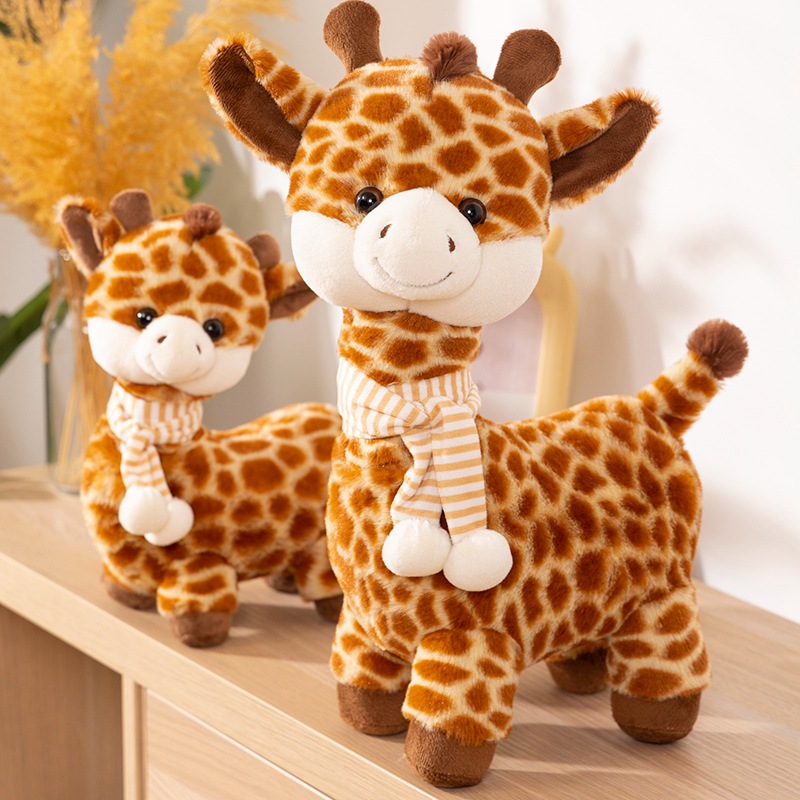 New Hot Sale 30CM Cute Giraffe Plush Doll with Scarf Super Soft Stuffed Animal Toy for Kids Birthday Gift