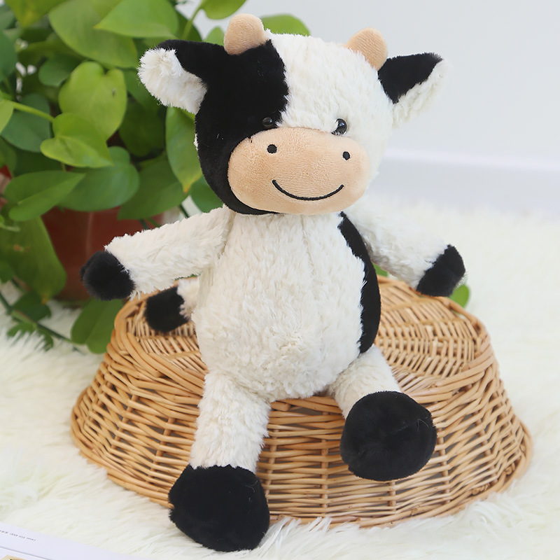 Black and White Smile Cow Cross Border Plush Doll with PP Cotton Filling Cute Birthday Gift for Girls