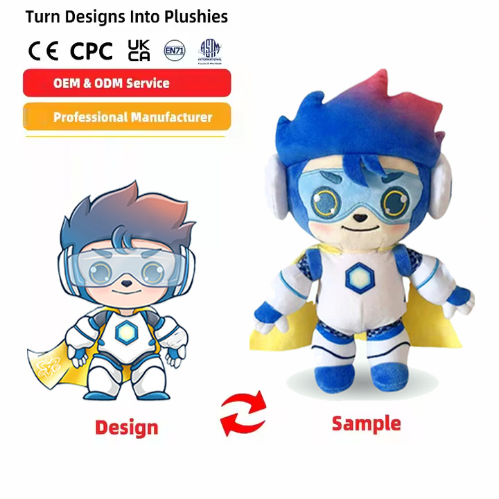 OEM Custom Soft Stuffed Animal Toy Factory Direct Plushies PP Cotton Filled Kids Company Gifts Embroidered Anime Mascot